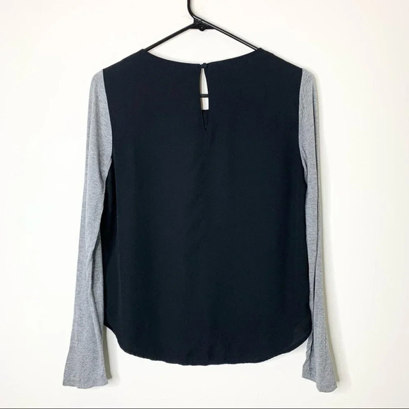 Forever 21 Women's Baseball Top Long Sleeve Sheer Black Grey Size Small - Picture 12 of 13